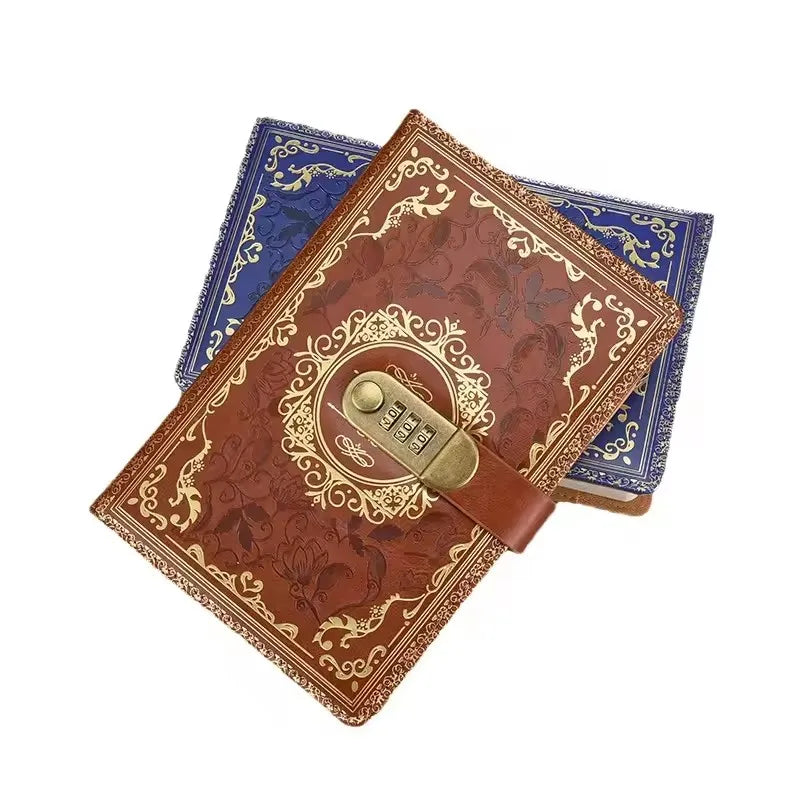 A5 Tagebuch mit Zahlenkombinationsschloss geprägte Vintage-Decke
