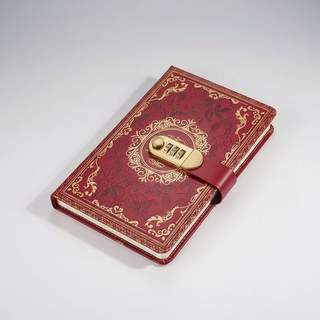 A5 Tagebuch mit Zahlenkombinationsschloss geprägte Vintage-Decke