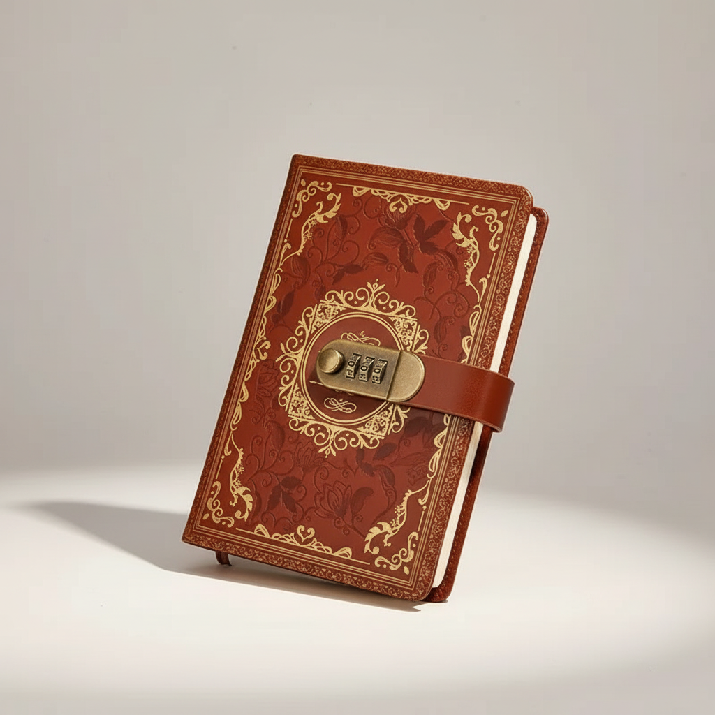 A5 Tagebuch mit Zahlenkombinationsschloss geprägte Vintage-Decke