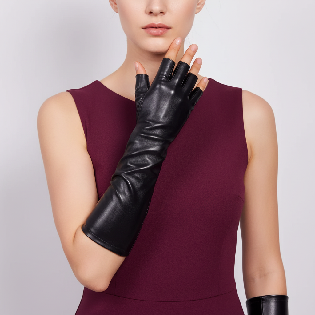 Winterhandschuhe fingerlos lang Fleece-gefüttert windundurchlässig