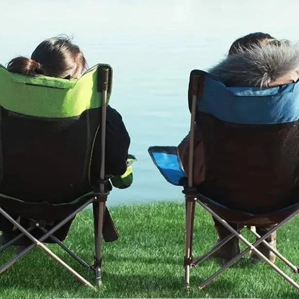 Tragbarer Liegestuhl mit Fußstütze und Kopfstütze für Camping