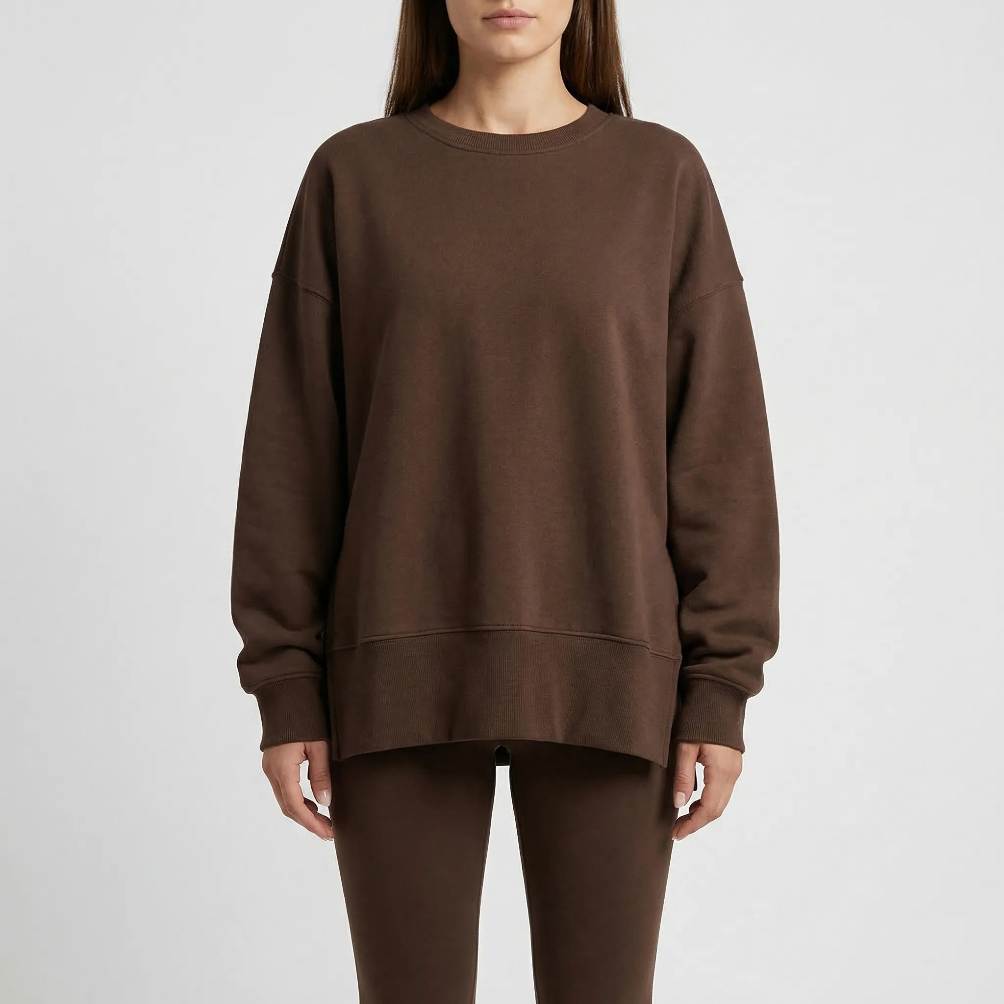 Übergroßes Sweatshirt und schlanke gerippte Hose Loungewear Set