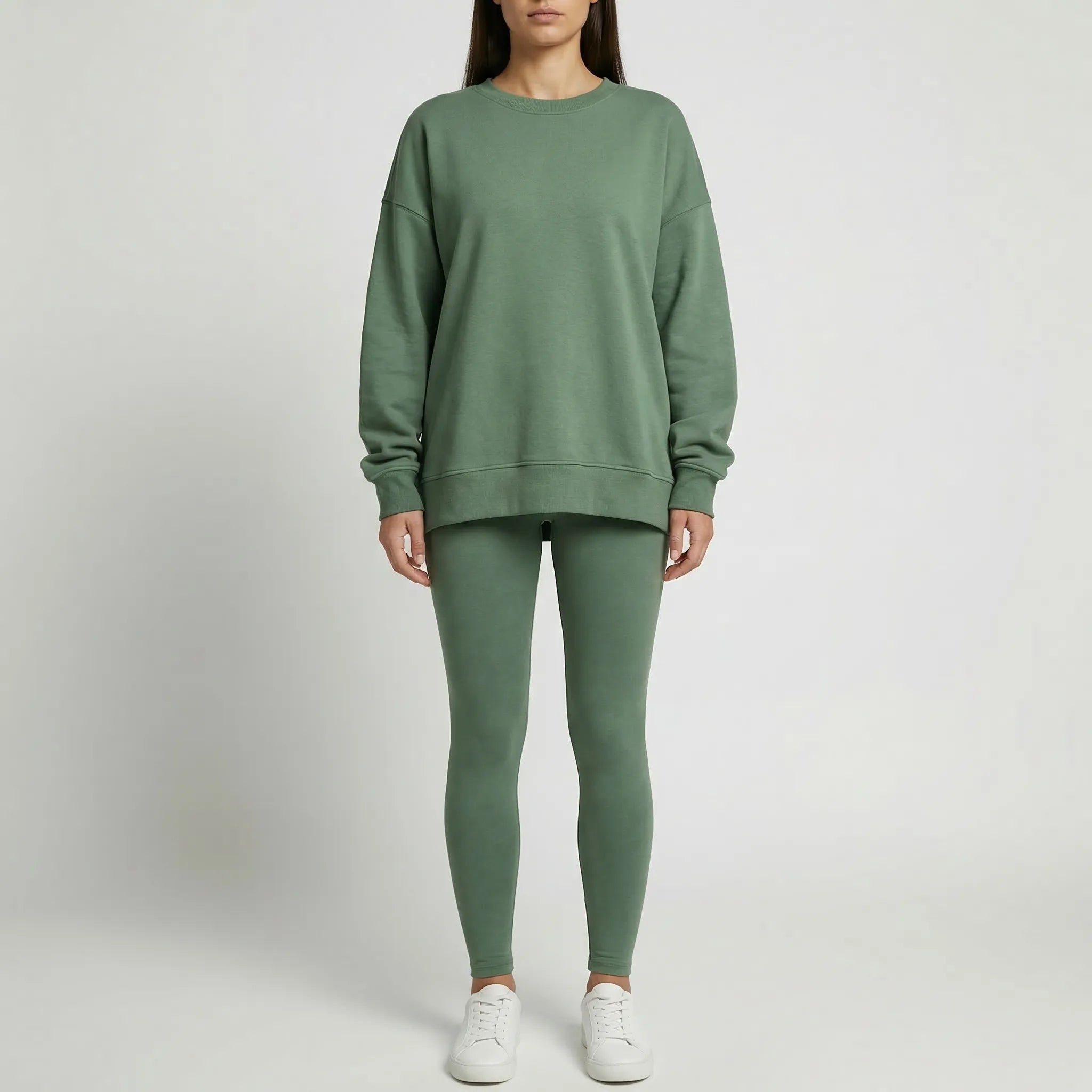 Übergroßes Sweatshirt und schlanke gerippte Hose Loungewear Set