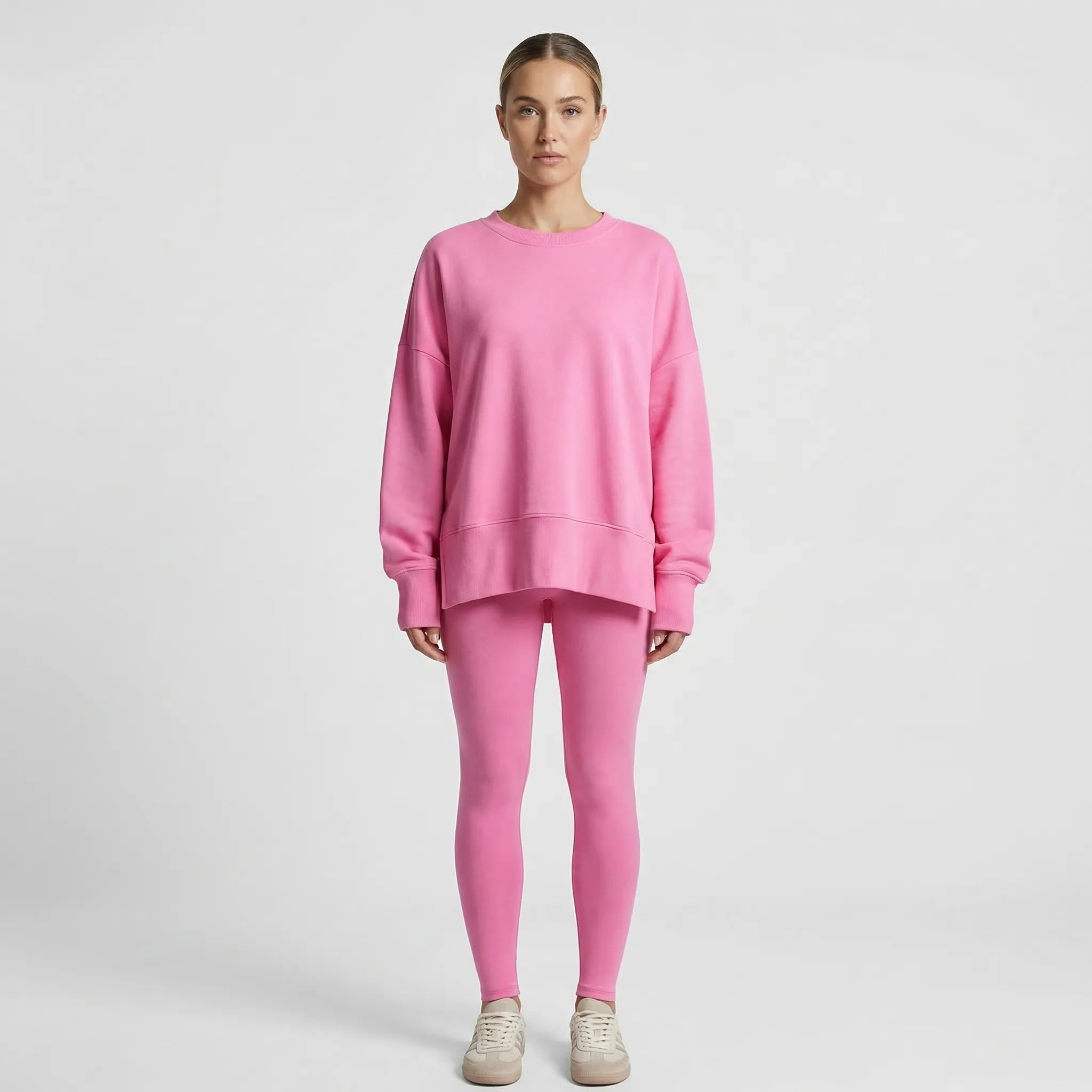 Übergroßes Sweatshirt und schlanke gerippte Hose Loungewear Set
