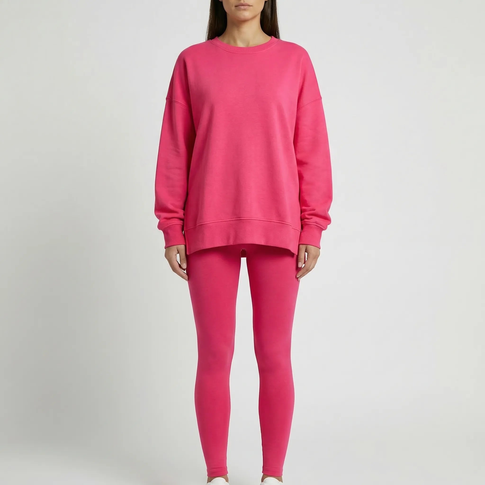 Übergroßes Sweatshirt und schlanke gerippte Hose Loungewear Set