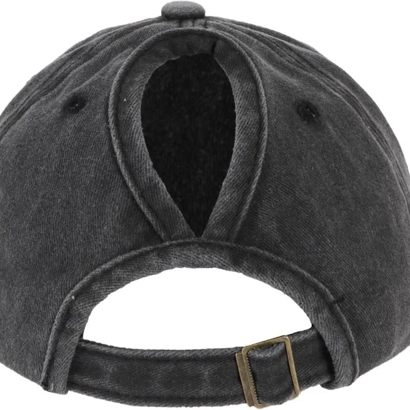 Pferdeschwanz-Kappe Retro gewaschenes Schwarz Hochsteckfrisur