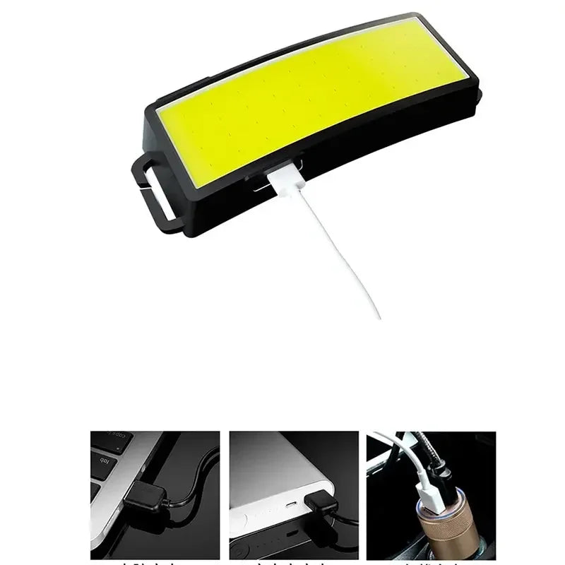 COB-LED-Stirnlampe mit verstellbarem Stirnband und wasserfestem Gehäuse