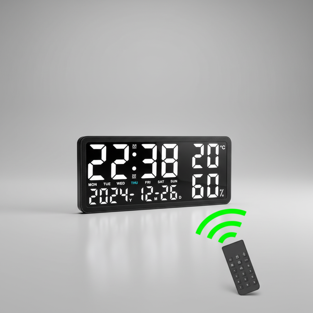 Digitale LED-Wanduhr groß mit Temperaturanzeige und Fernbedienung