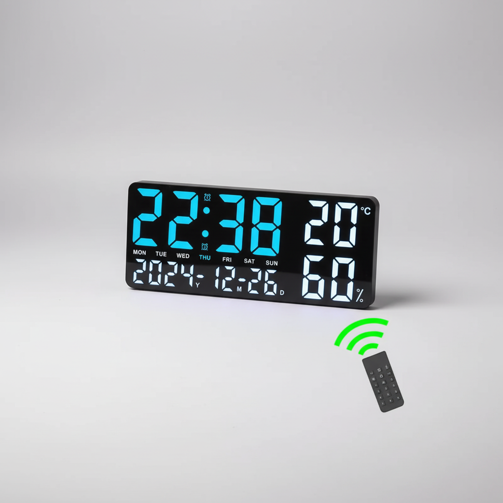 Digitale LED-Wanduhr groß mit Temperaturanzeige und Fernbedienung