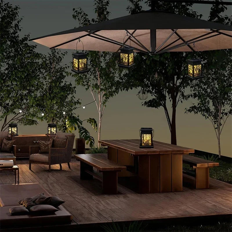 Solarlaterne mit 30-LED-Lichterkette, wasserdicht, quadratisches Design