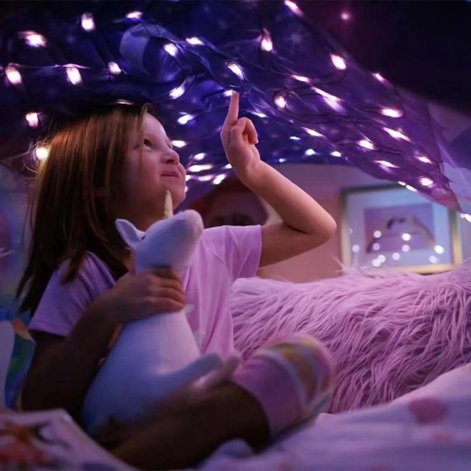 Faltbares Betthimmelzelt für Kinder mit Licht und Taschen