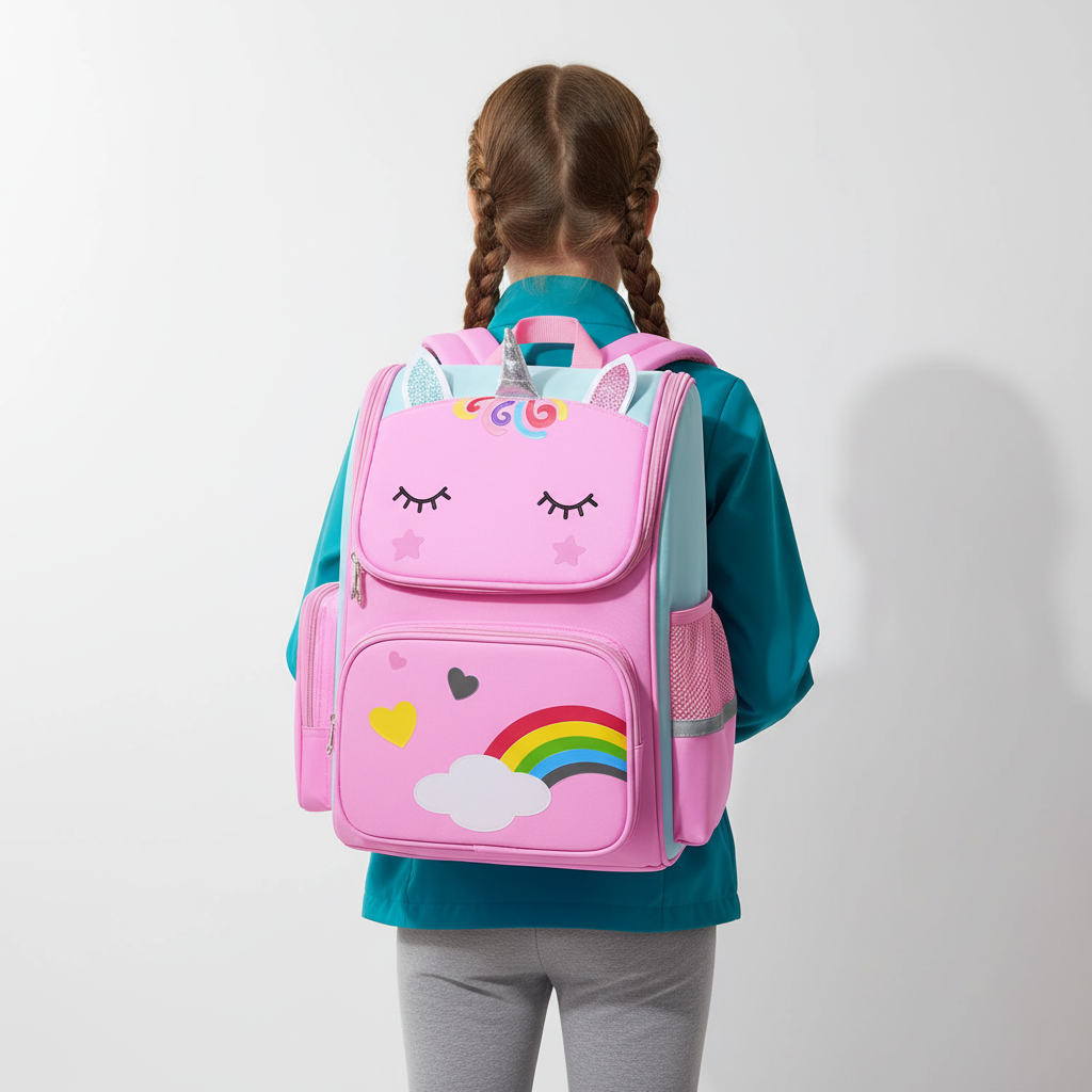 Kinder-Schulrucksack mit Einhorn-Design wasserdicht gepolstert