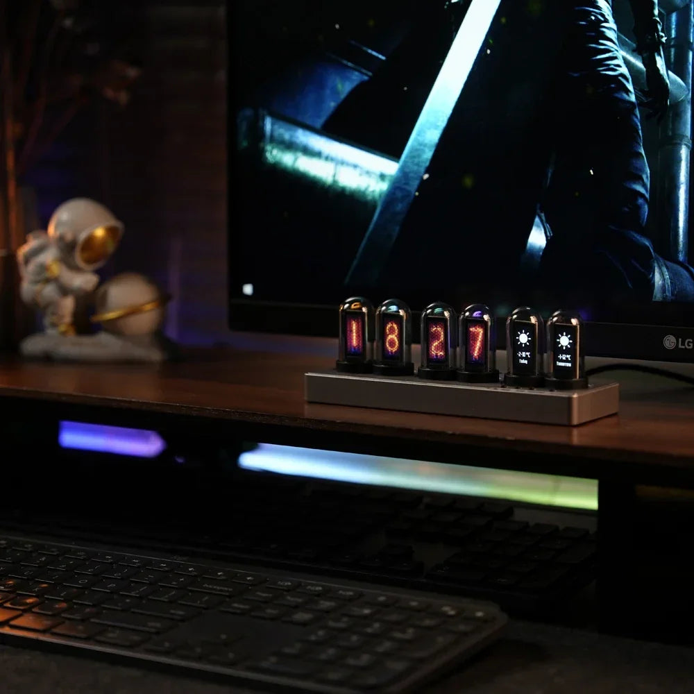 Nixie-Stil Digitaluhr mit WiFi-Steuerung und RGB-Beleuchtung