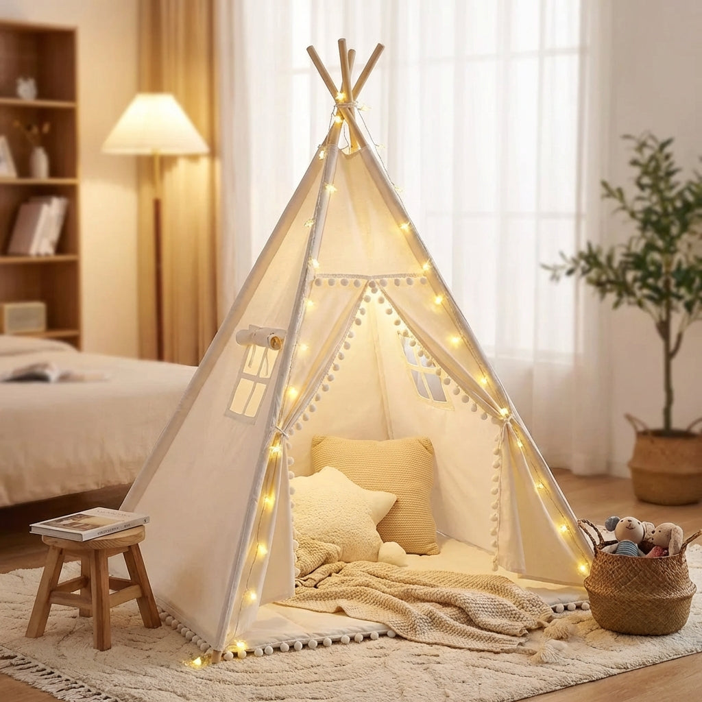 Kinderspielzelt Indoor Tipi für Kinderzimmer mit gepolsterter Matte