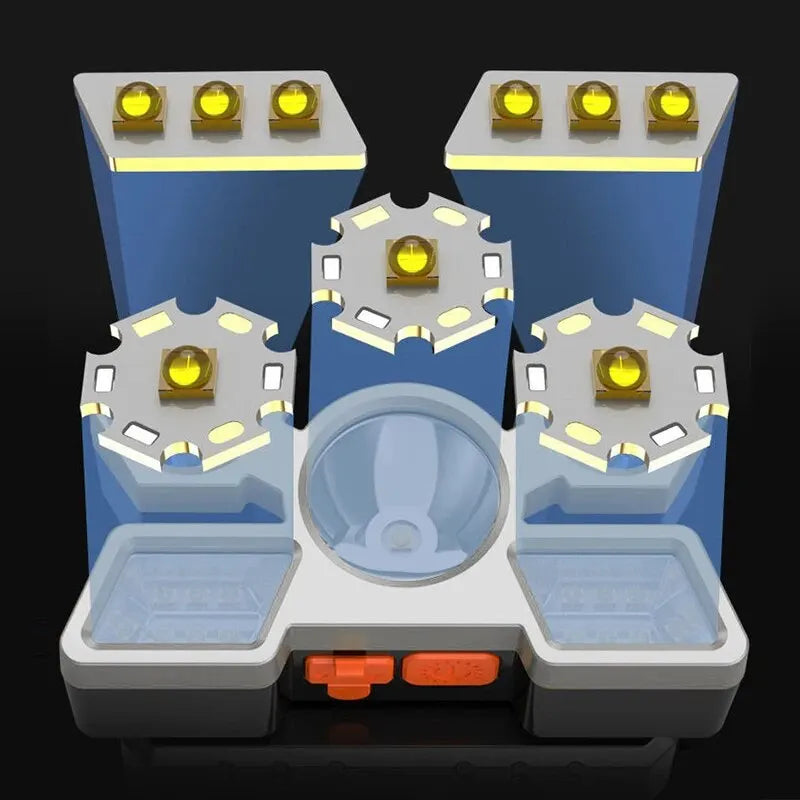 LED-Stirnlampe mit 5 LEDs USB-aufladbar wasserdicht verstellbarer Kopfbügel