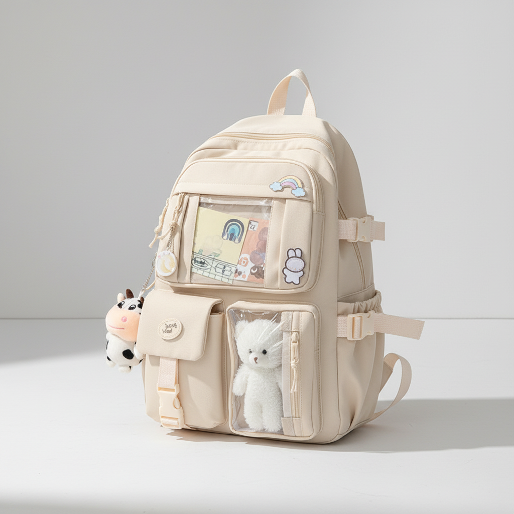Schulrucksack Nylon leicht mehrere Taschen luftgepolsterte Schultergurte