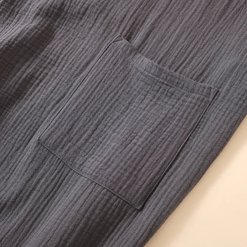 Leichter Kimono-Bademantel knielang mit Vordertaschen