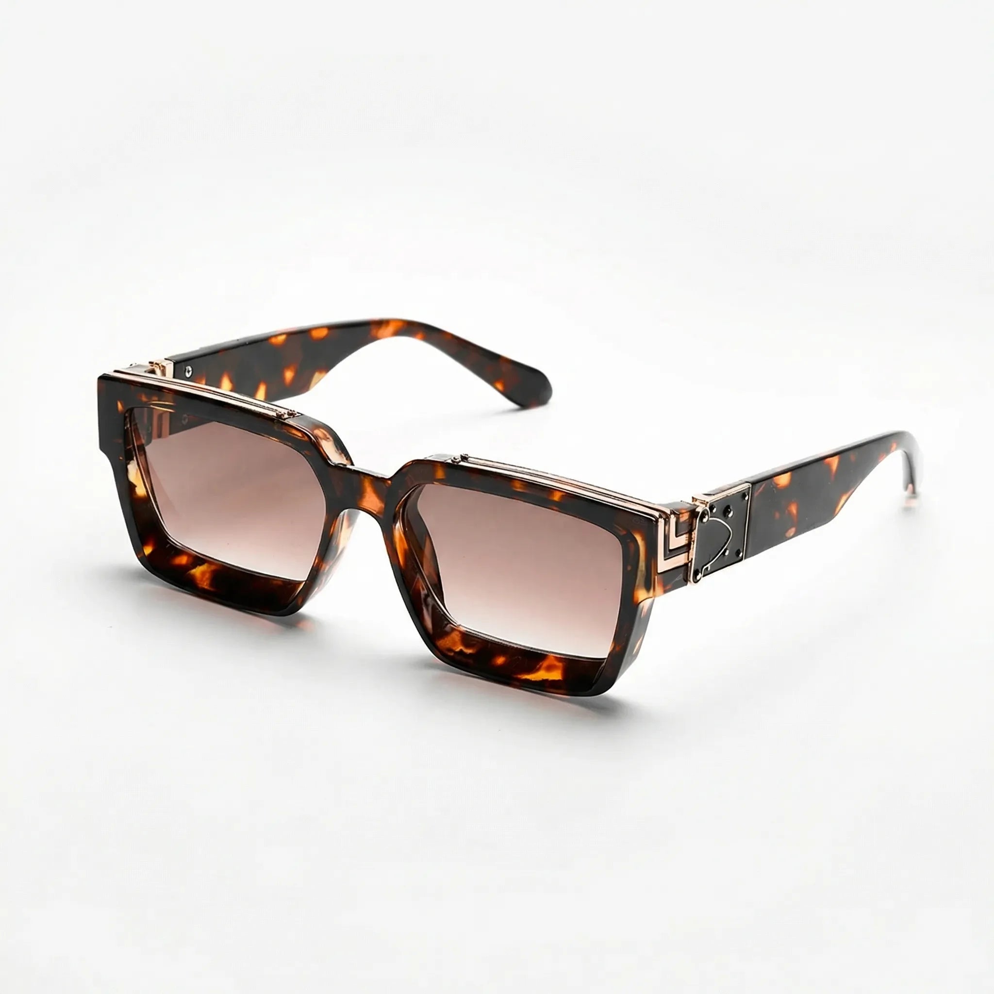 Übergroße quadratische Sonnenbrille mit poliertem Rahmen
