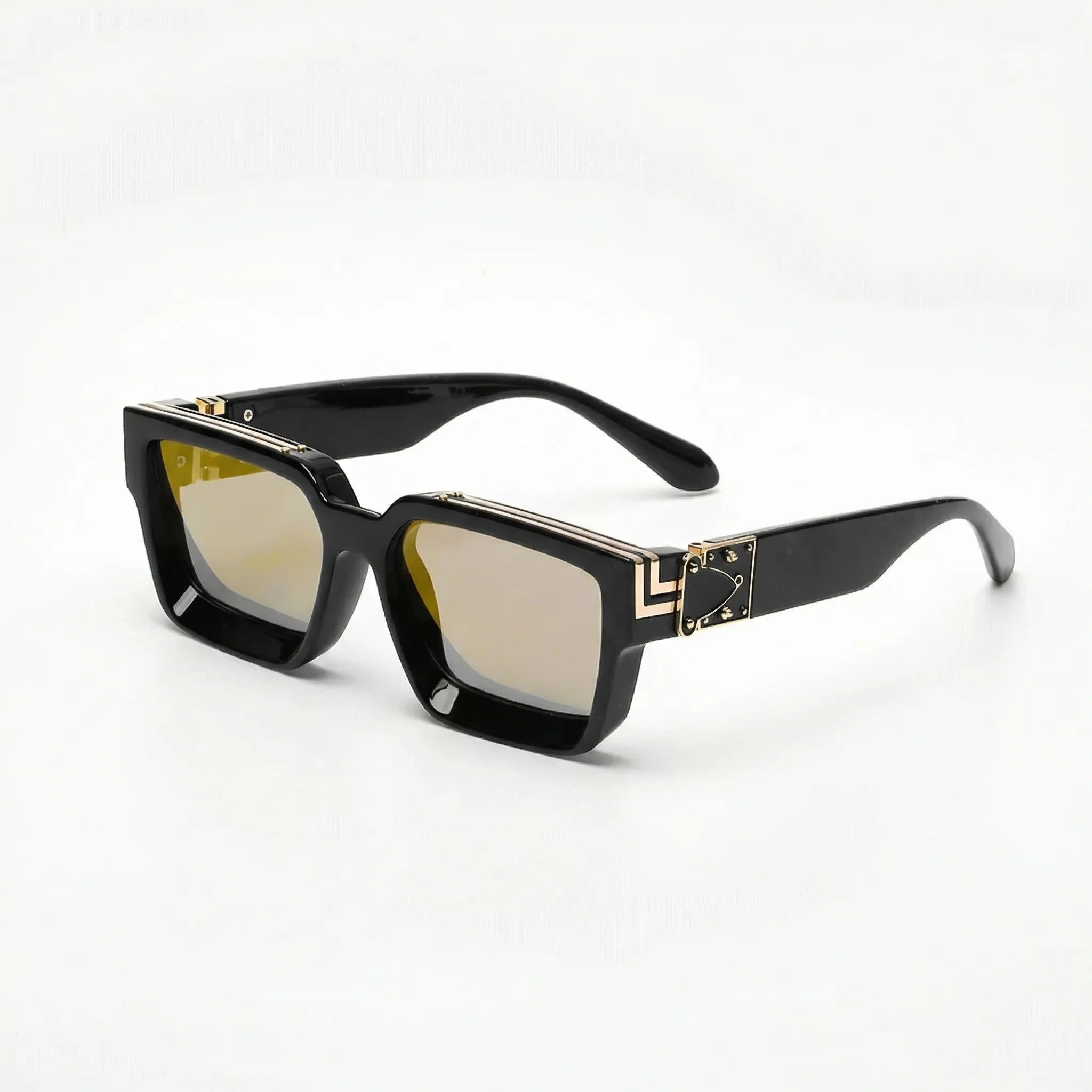 Übergroße quadratische Sonnenbrille mit poliertem Rahmen