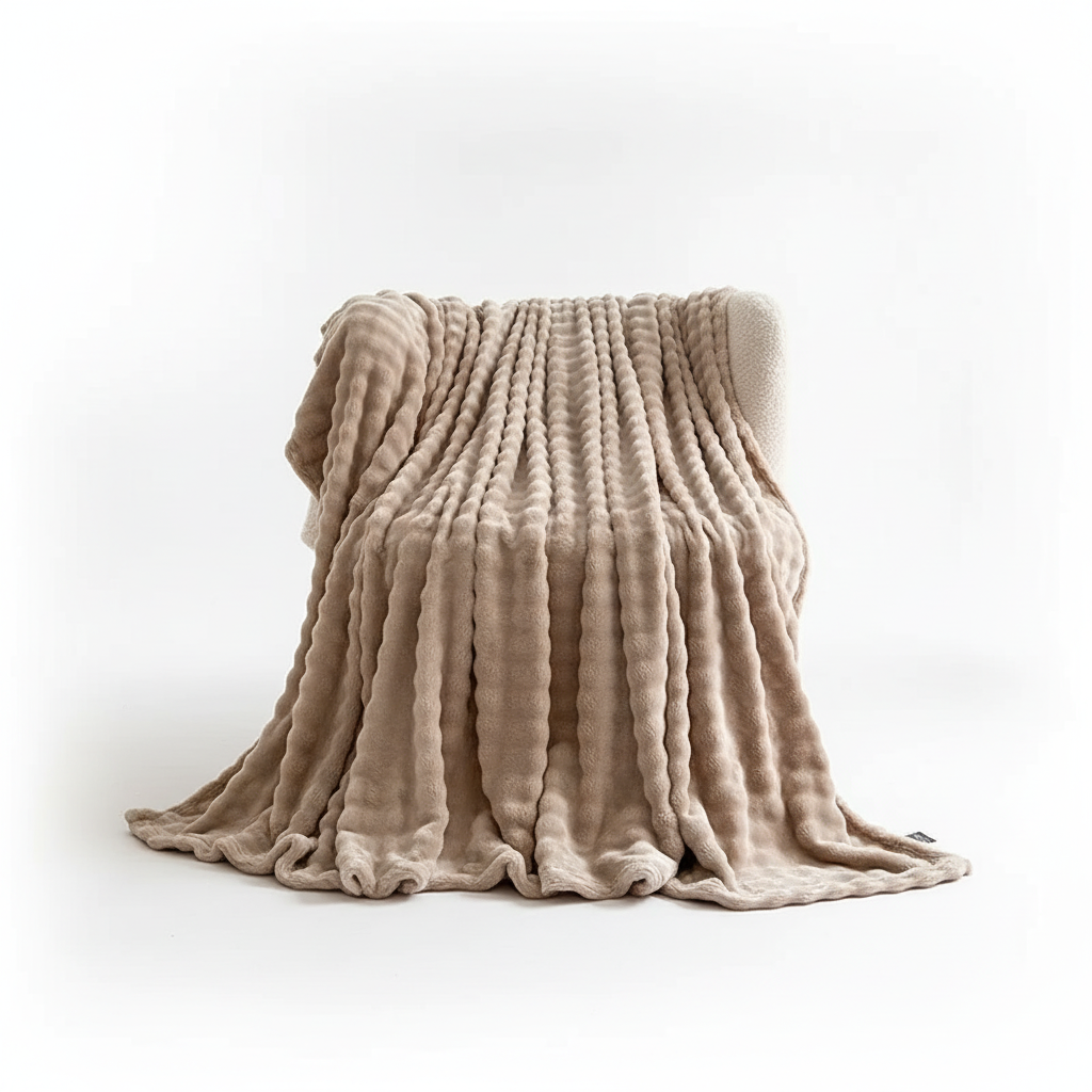 Wurfdecke Sofa ultraweich grau gestreift flauschig Kaninchenfell-Look