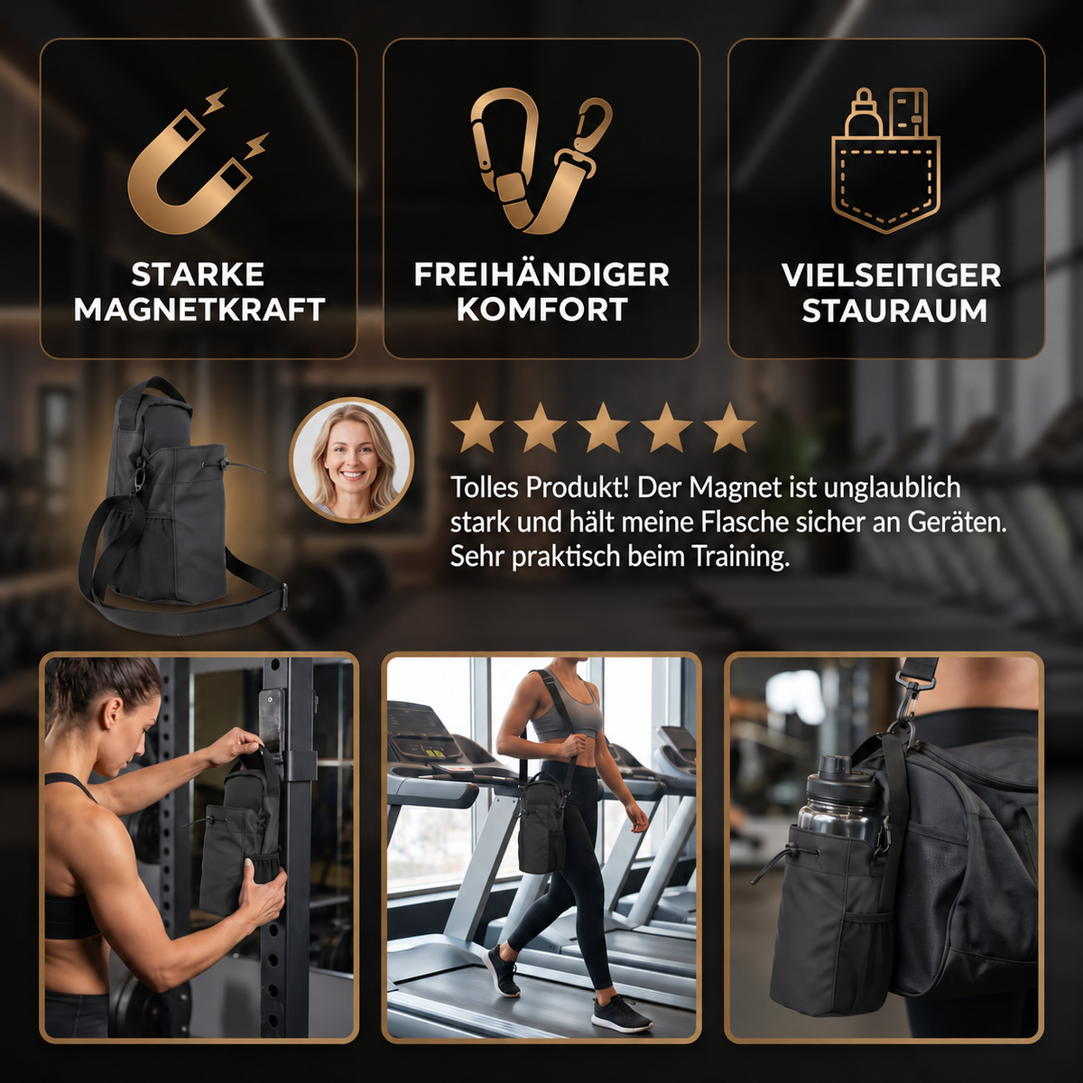 Nordspur | Magnetische Wasserflaschentasche mit starkem Griff für Fitness und aktive Nutzung