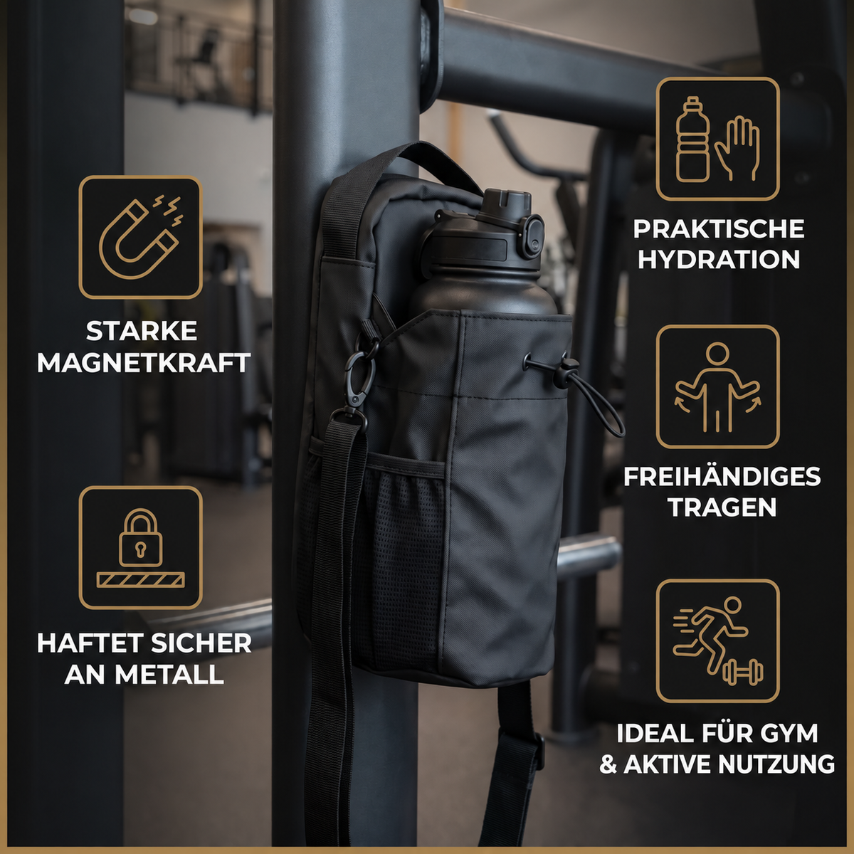 Nordspur | Magnetische Wasserflaschentasche mit starkem Griff für Fitness und aktive Nutzung