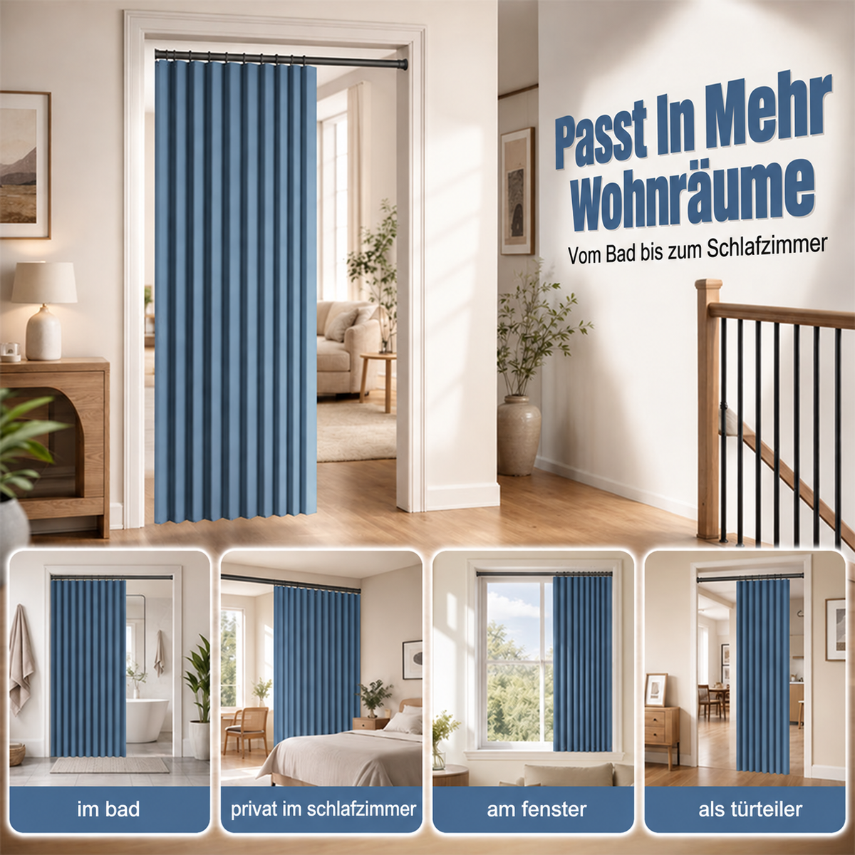 Nordspur | Magnetischer Akkordeon-Türvorhang ohne Bohren