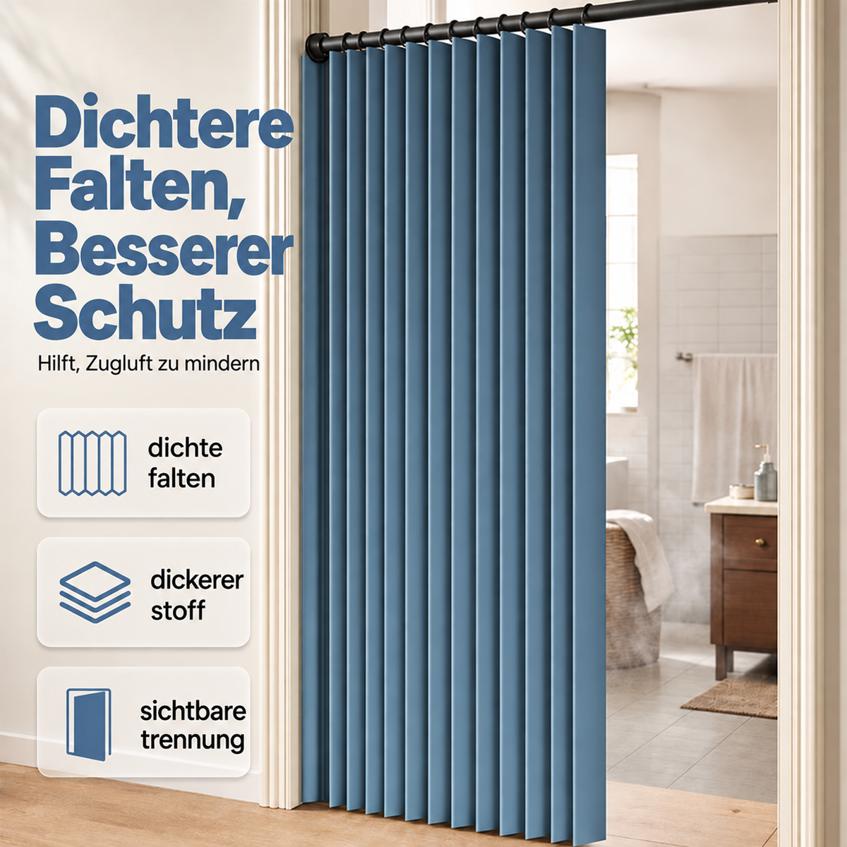 Nordspur | Magnetischer Akkordeon-Türvorhang ohne Bohren