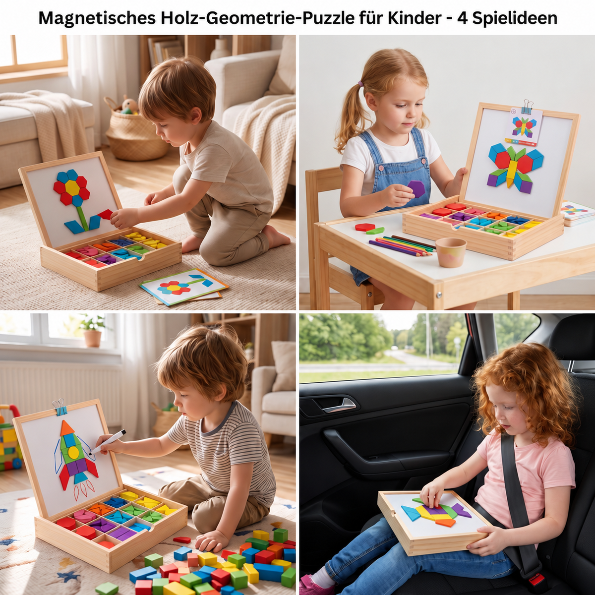 Nordspur | Magnetisches geometrisches Holzpuzzle für Kinder