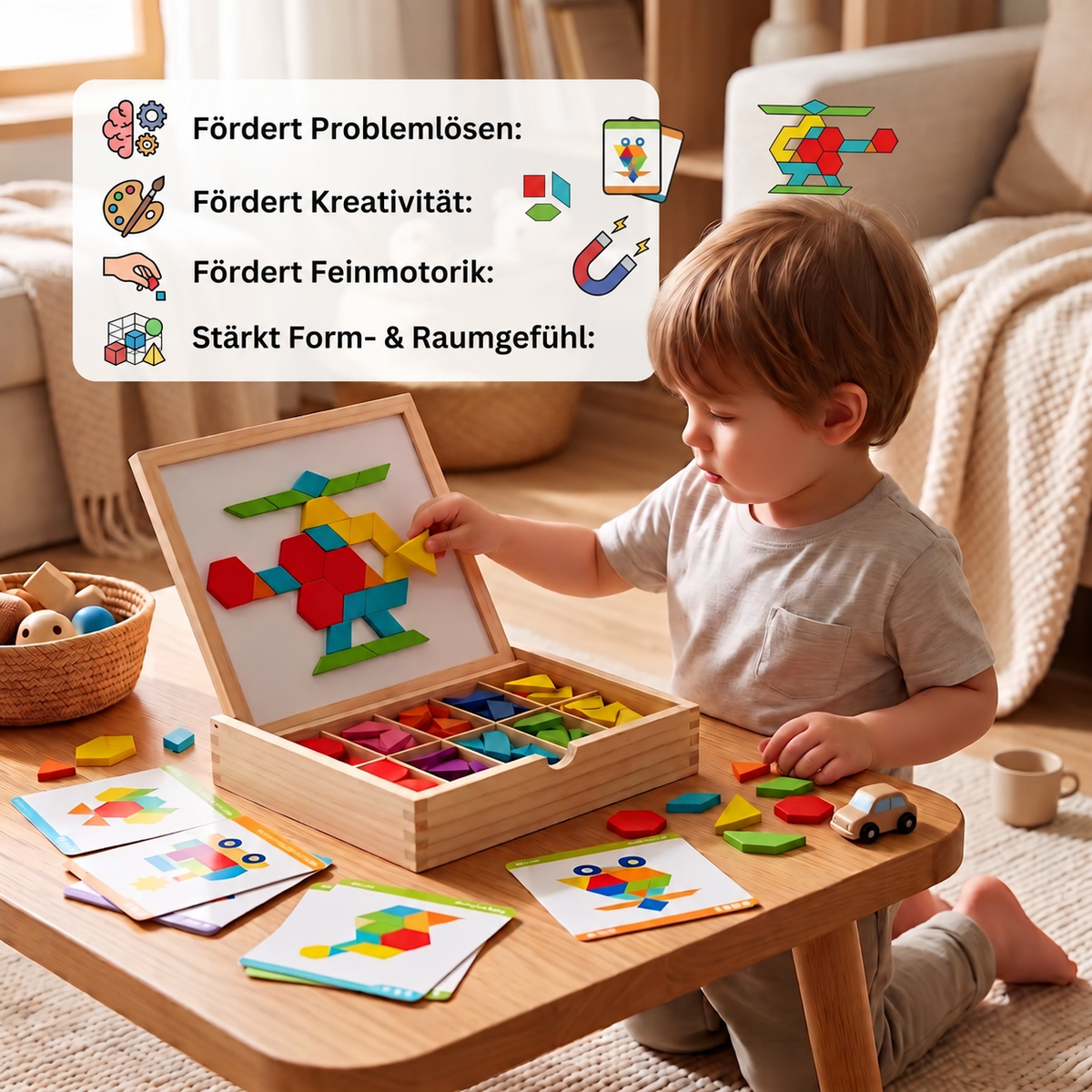 Nordspur | Magnetisches geometrisches Holzpuzzle für Kinder