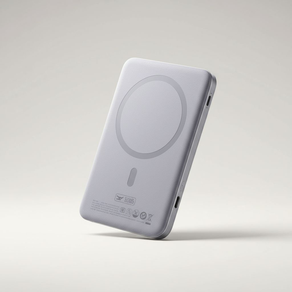 Schlanke Magnetpowerbank mit USB-C Schnellladen und Wireless-Charging