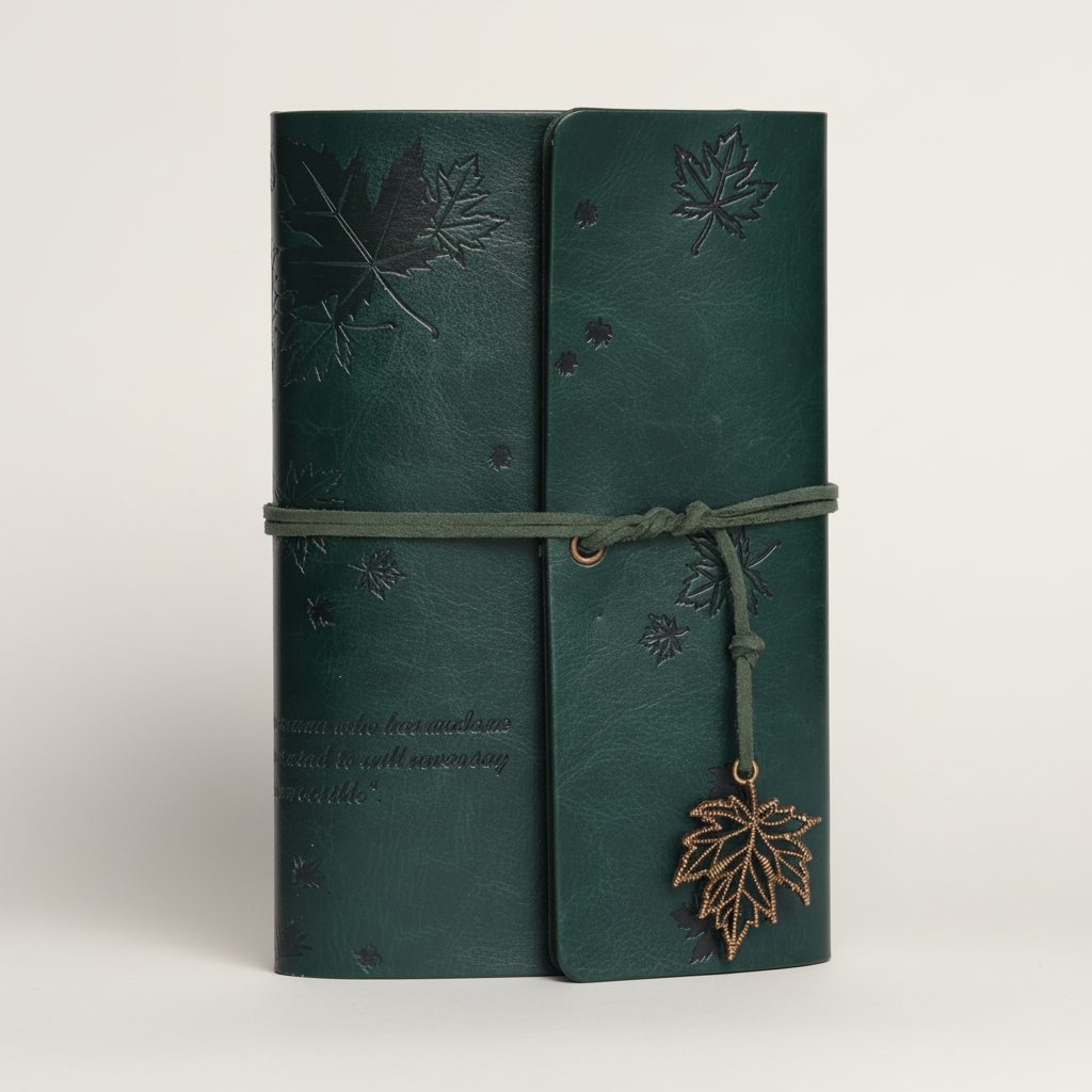 Vintage-Reisetagebuch mit abnehmbarem Spiralbinder und klaren Taschen