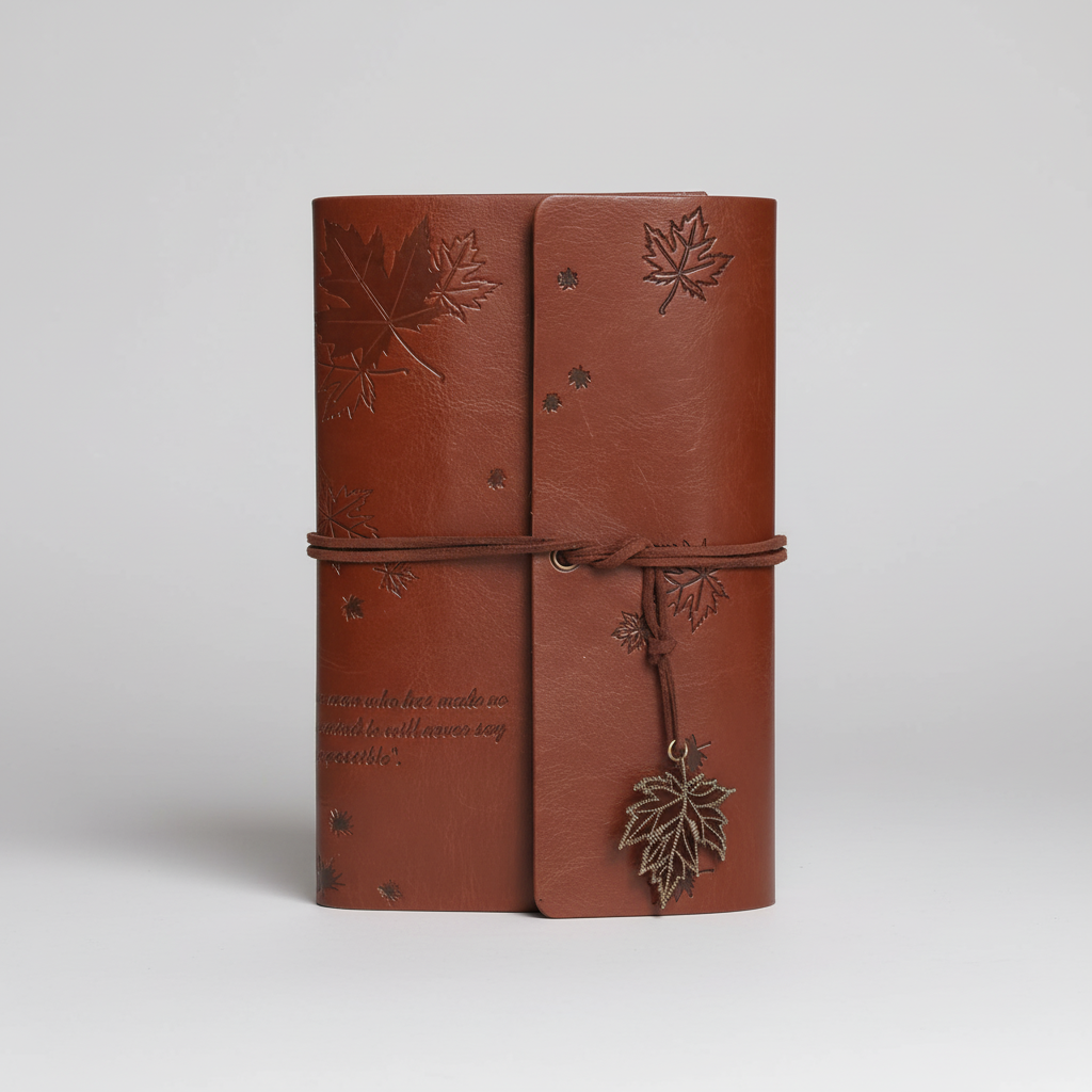 Vintage-Reisetagebuch mit abnehmbarem Spiralbinder und klaren Taschen