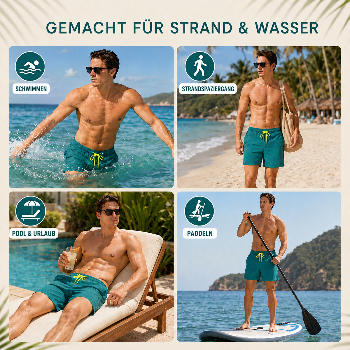 Nordspur | Marinex Herren-Badeshorts Kurzlänge