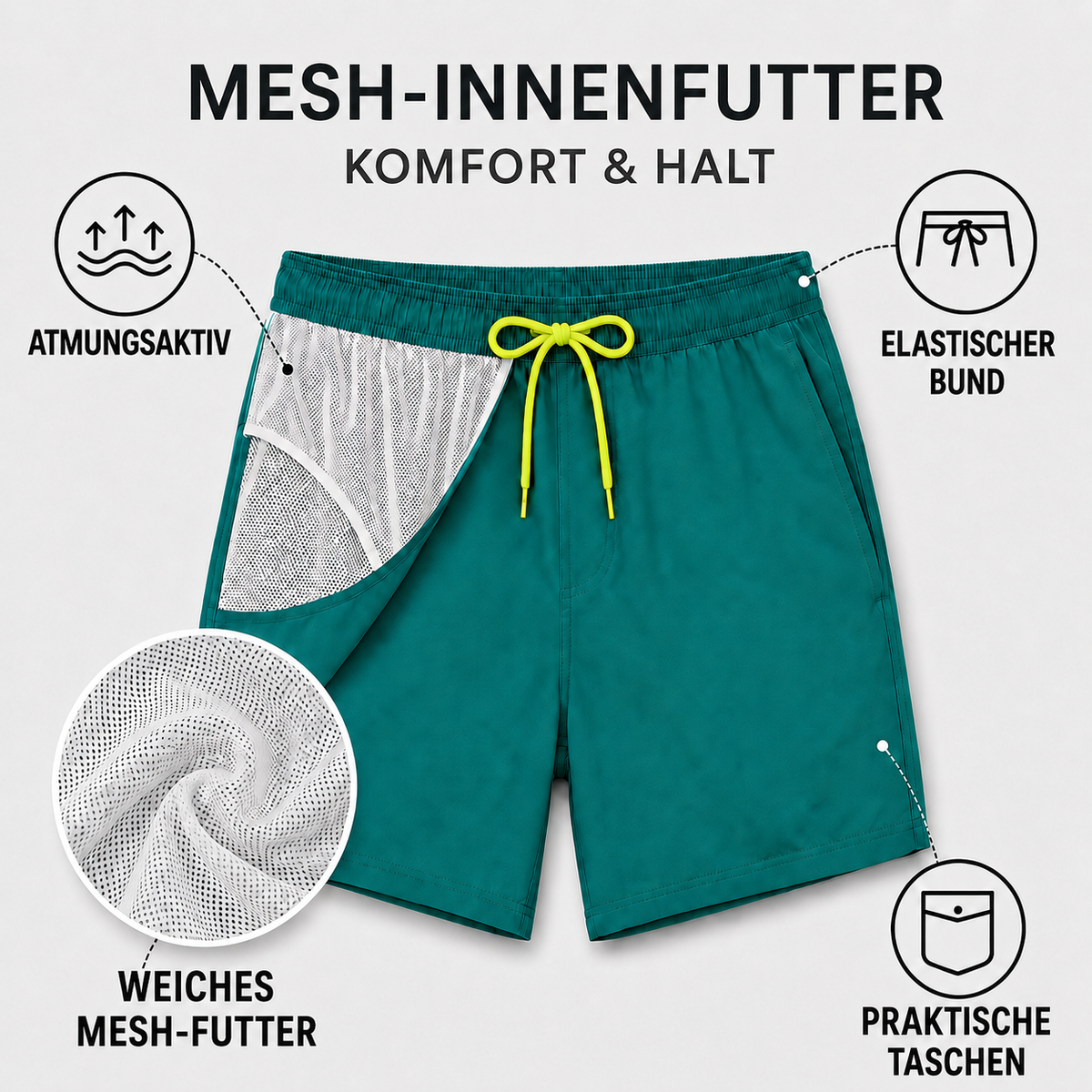 Nordspur | Marinex Herren-Badeshorts Kurzlänge