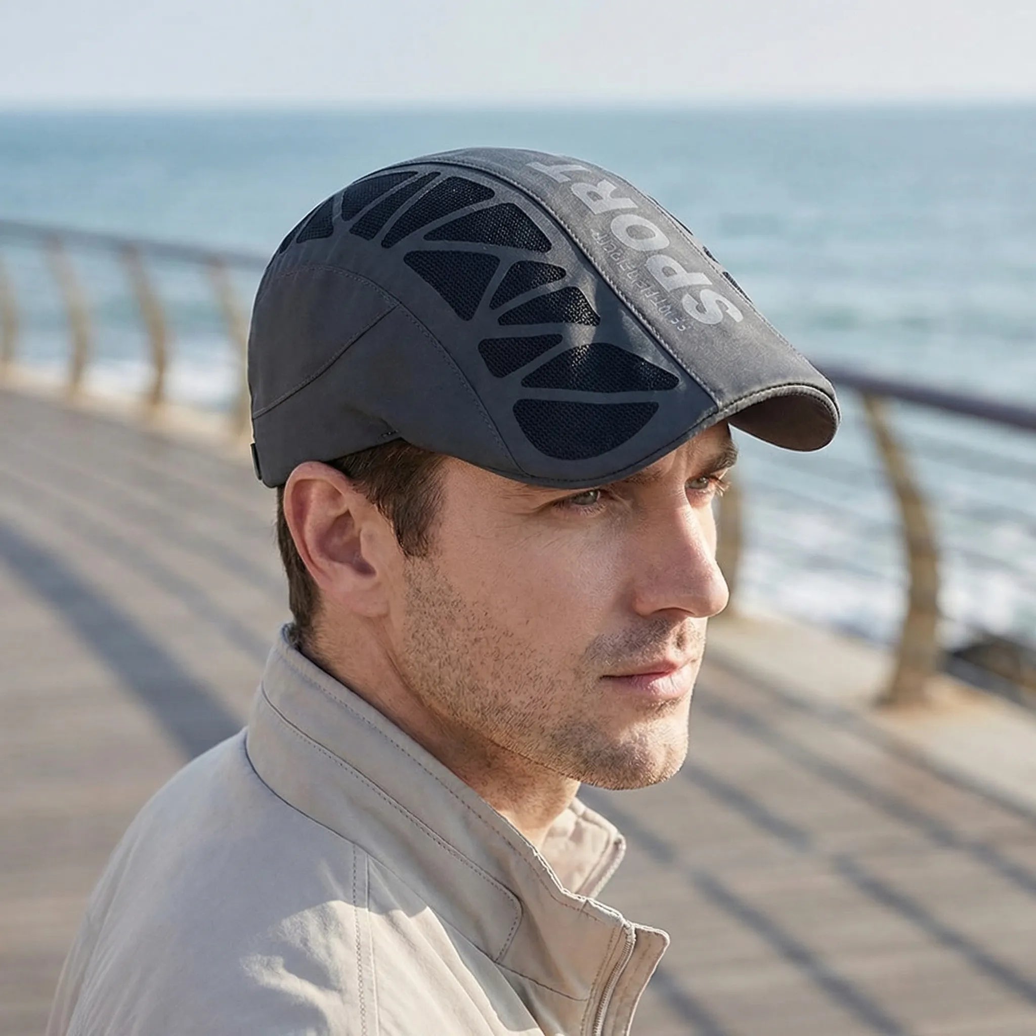 Atmungsaktive Sportkappe für Herren mit Mesh-Einsätzen und Sonnenschutz
