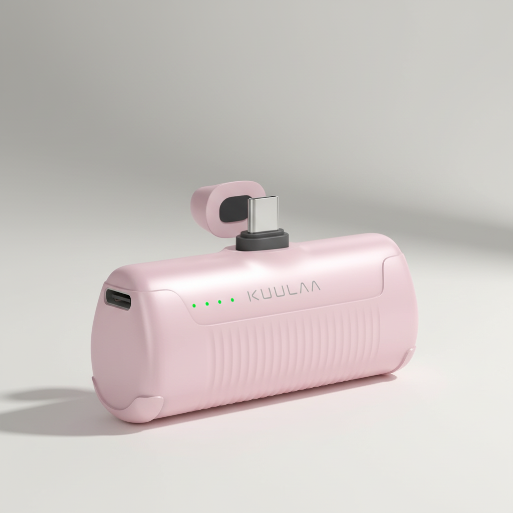 Kompakte 4500mAh Powerbank mit USB-C Anschluss und integriertem Stecker