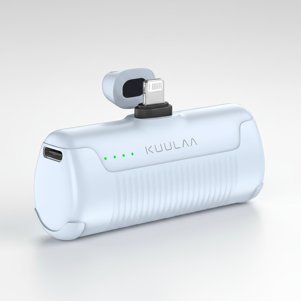 Kompakte 4500mAh Powerbank mit USB-C Anschluss und integriertem Stecker