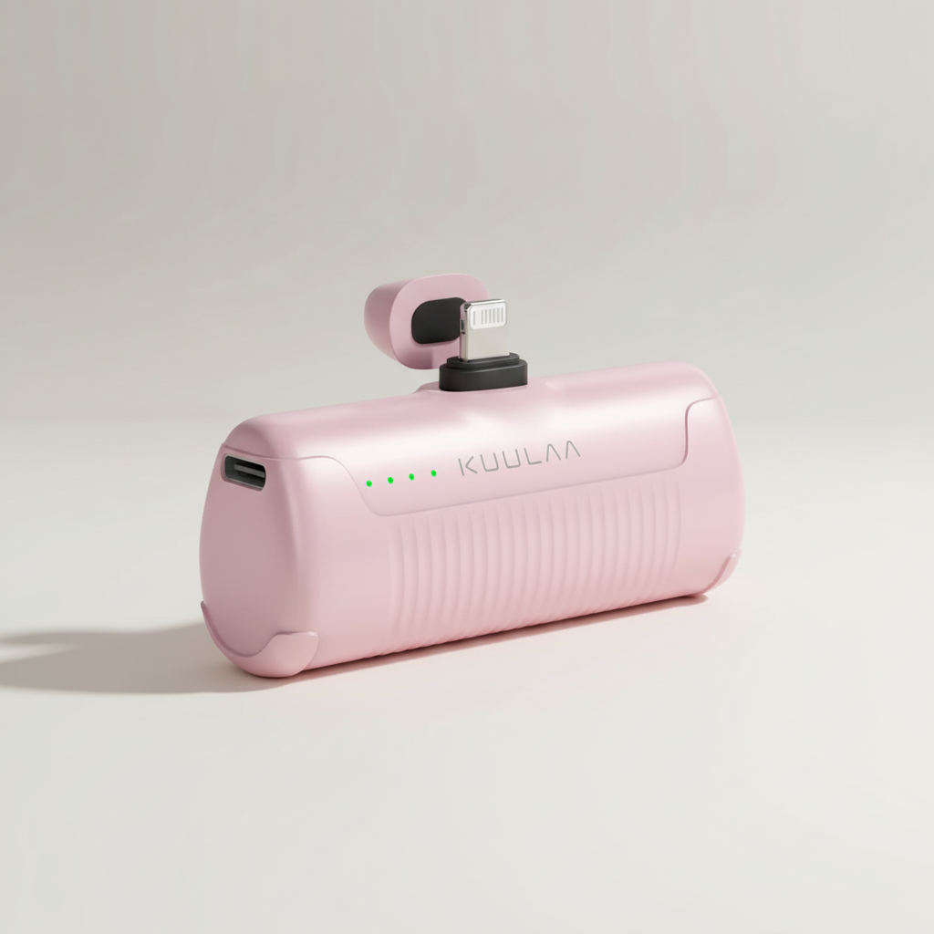 Kompakte 4500mAh Powerbank mit USB-C Anschluss und integriertem Stecker