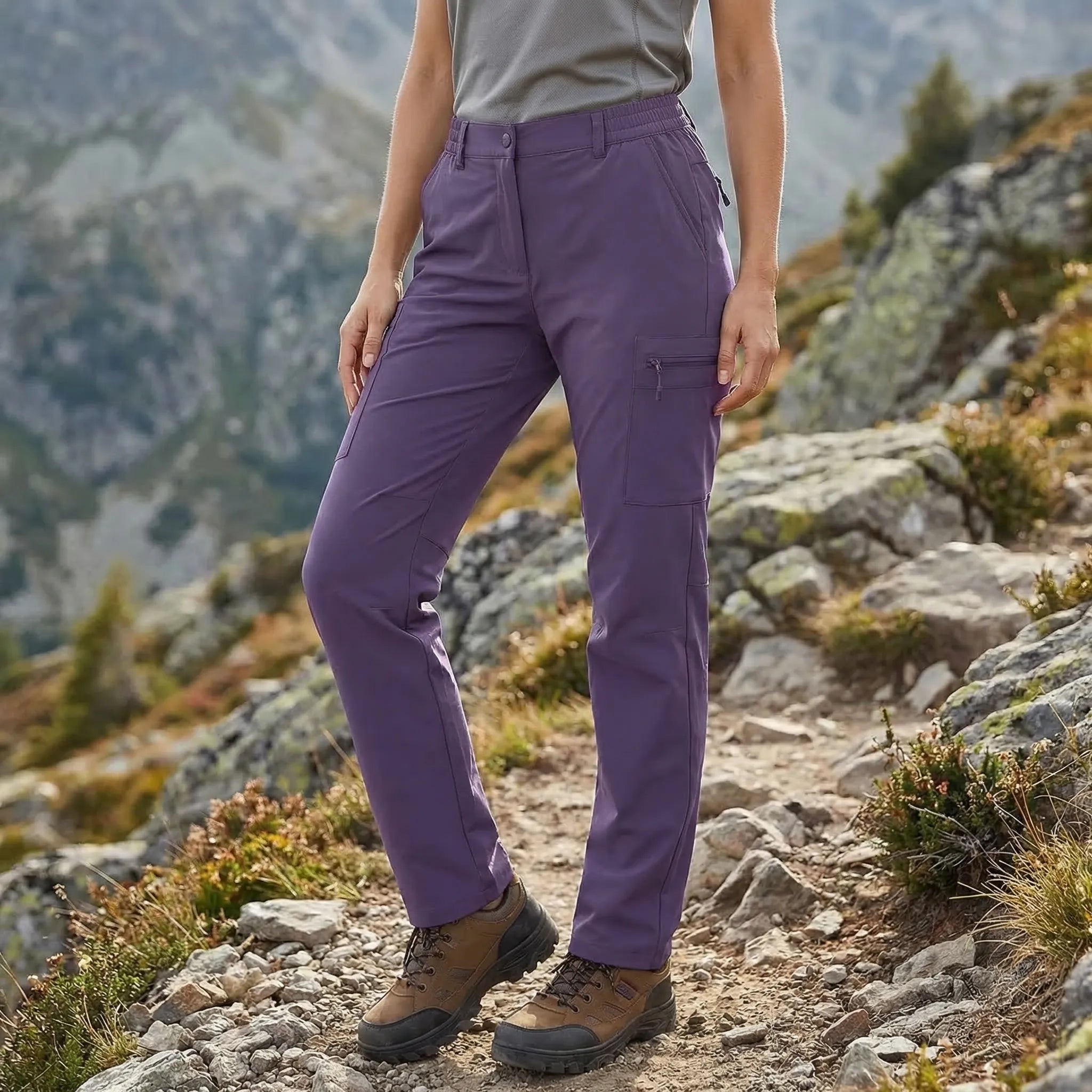 Leichte Damen Wanderhose mit Cargo-Taschen, schnelltrocknend und wasserabweisend