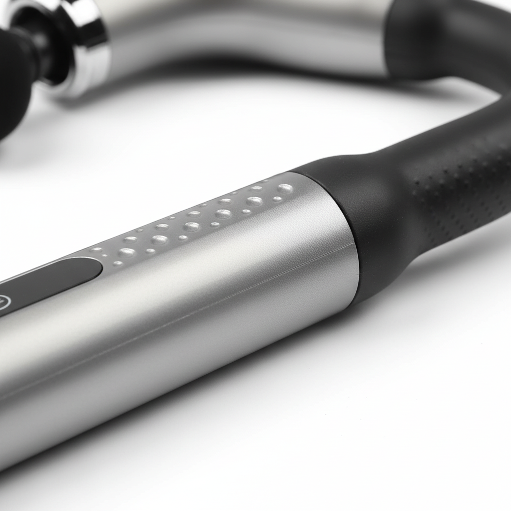 Handgeführter Perkussions-Massager mit ergonomischem Griff und austauschbaren Köpfen