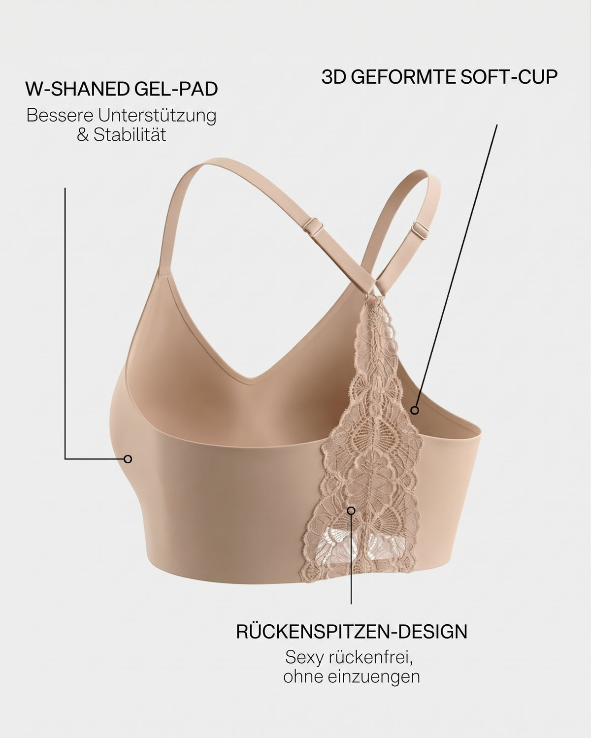 Nordspur | Nahtloses rückenfreies Spitzen-Bralette