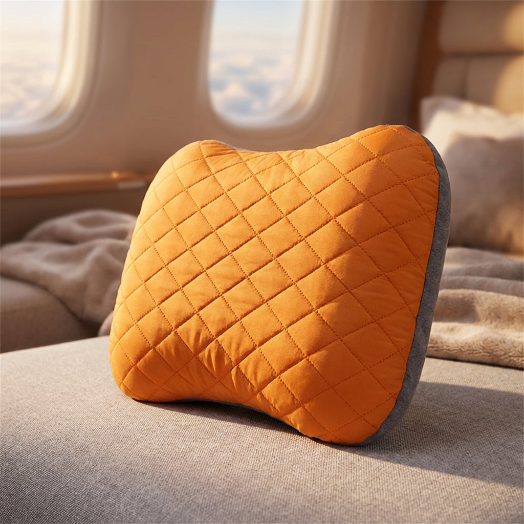 Tragbares aufblasbares Reisekissen mit ergonomischer Nackenunterstützung und gesteppter Oberfläche