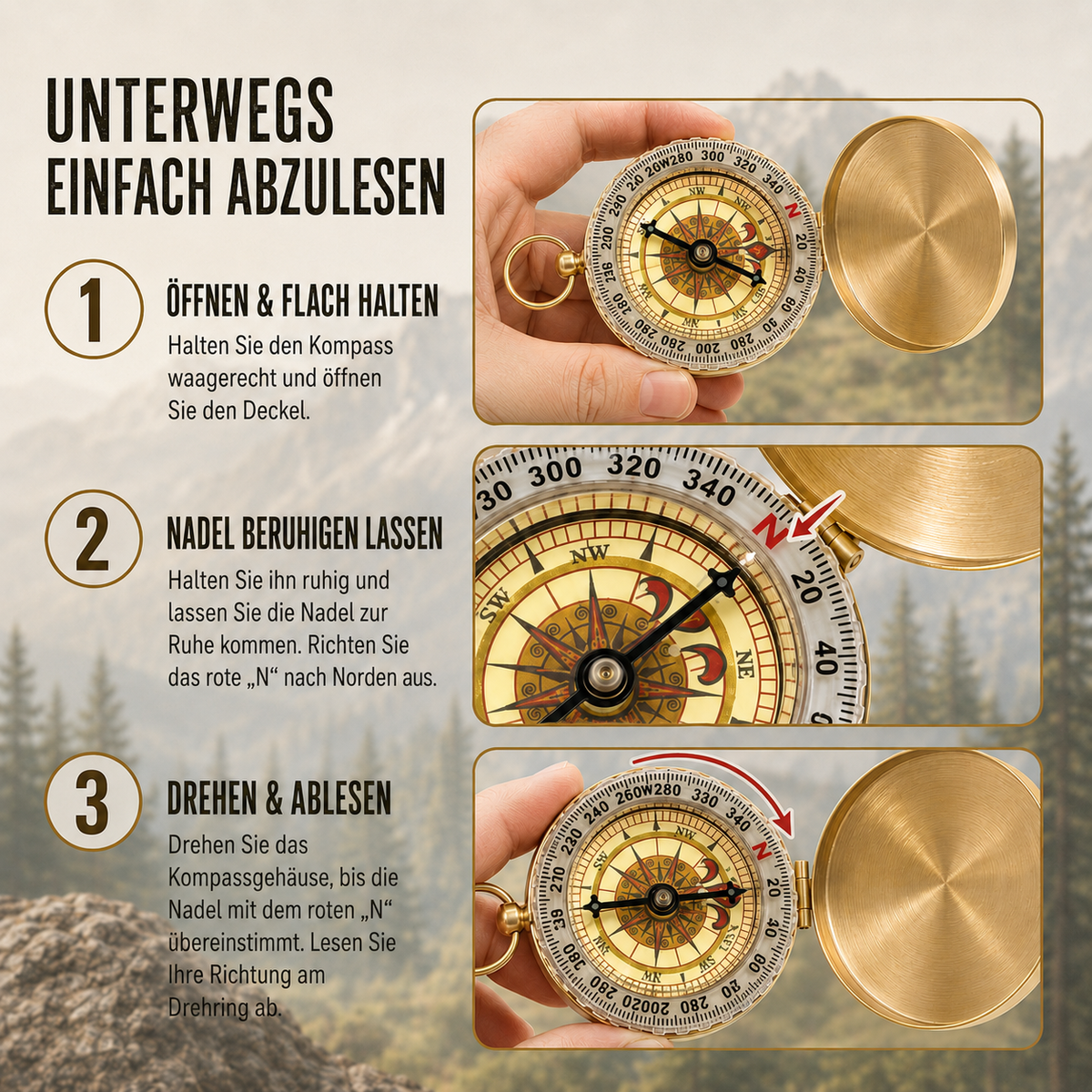 Nordspur | Navara Kompass mit Schutzdeckel