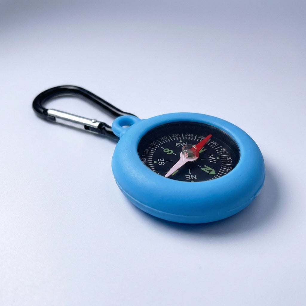 Kompaktkompass mit Karabiner Clip Befestigung, Schutzschale und kontrastreicher Anzeige