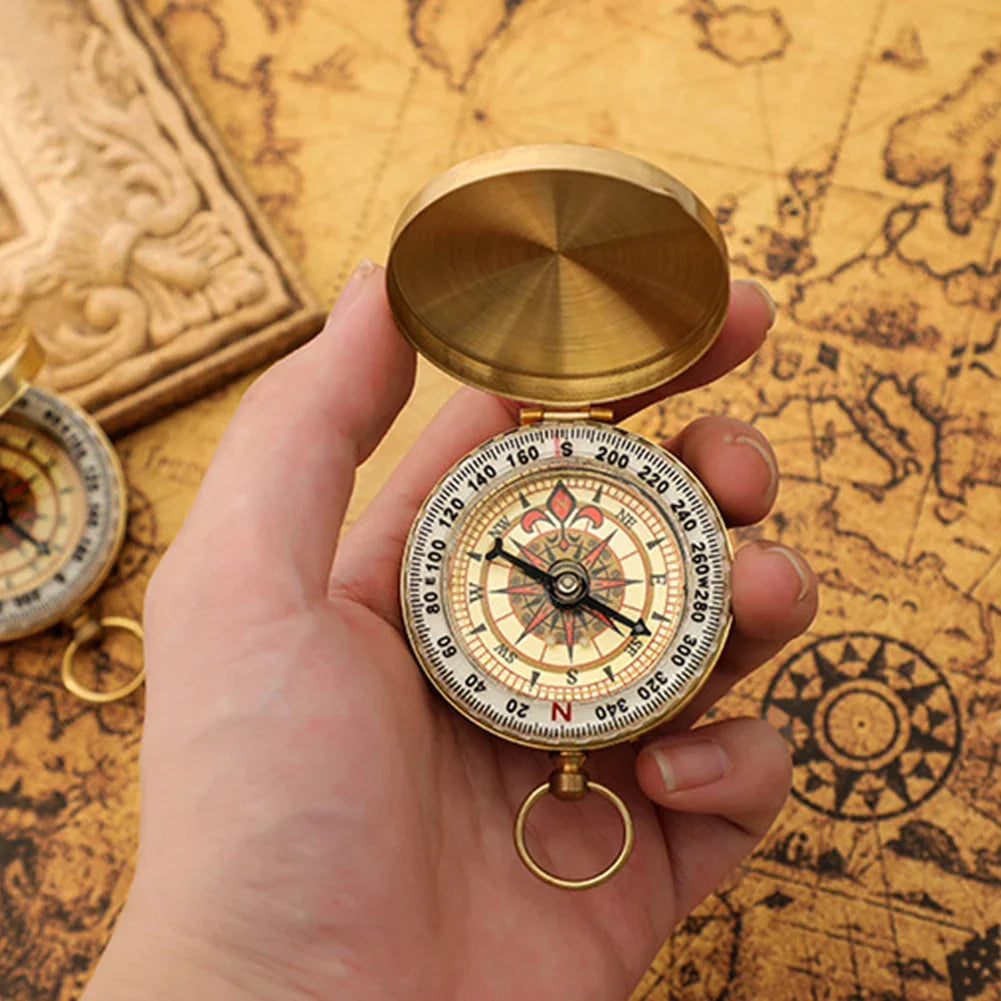 Klappenkompass Leuchtmarkierungen Kupferfinish Klappabdeckung