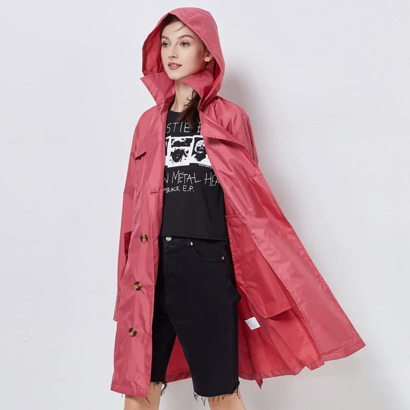 Nordspur | Nerovia Leichte Lange Regenjacke Mit Kapuze