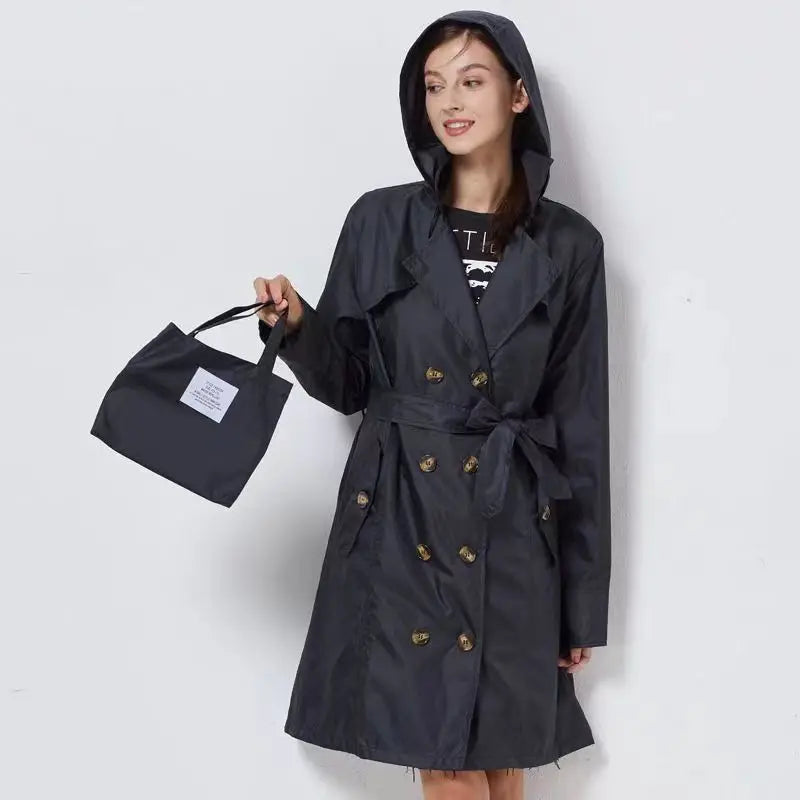 Nordspur | Nerovia Leichte Lange Regenjacke Mit Kapuze