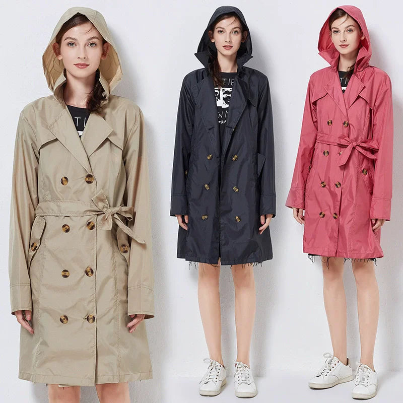 Nordspur | Nerovia Leichte Lange Regenjacke Mit Kapuze