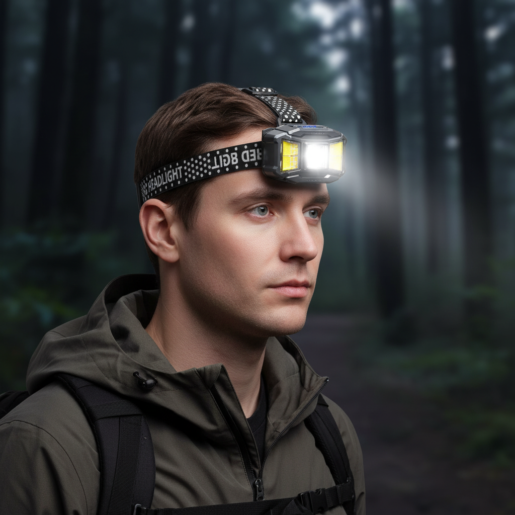 Stirnlampe aufladbar USB mit Rotlicht Nachtsicht verstellbar